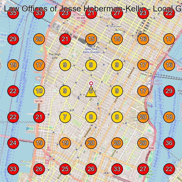 Law Offices of Jesse Hoberman-Kelly GeoGrid visibility map for Legal Services in New York